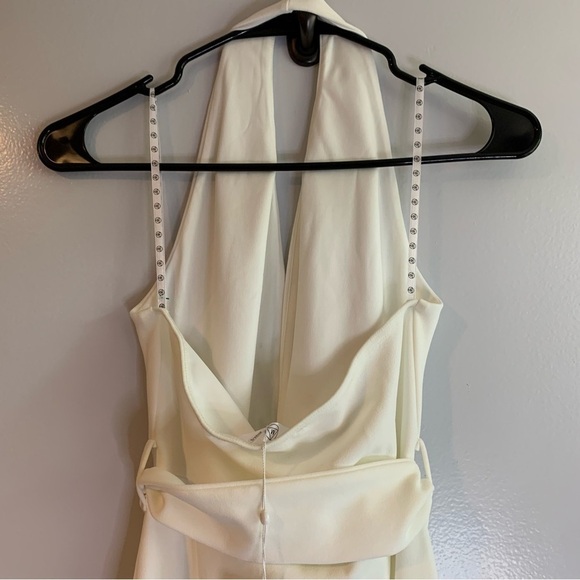 NWT Missguided White Plunge Neck Belted Midi Size 2 - Picture 11 of 13